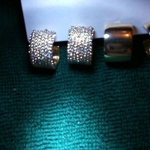 Silver Blingin hoop earrings & plain gold hoops...